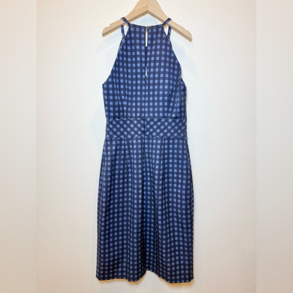 Banana Republic Petite Women’s Blue Checkered Gingham Midi Halter Dress Size 0 - Picture 4 of 15